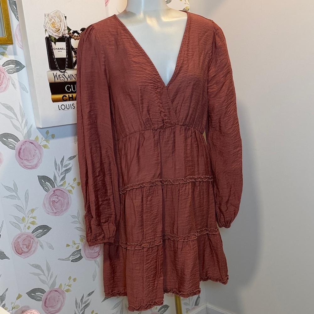 Fall Rust Long Sleeve Dress